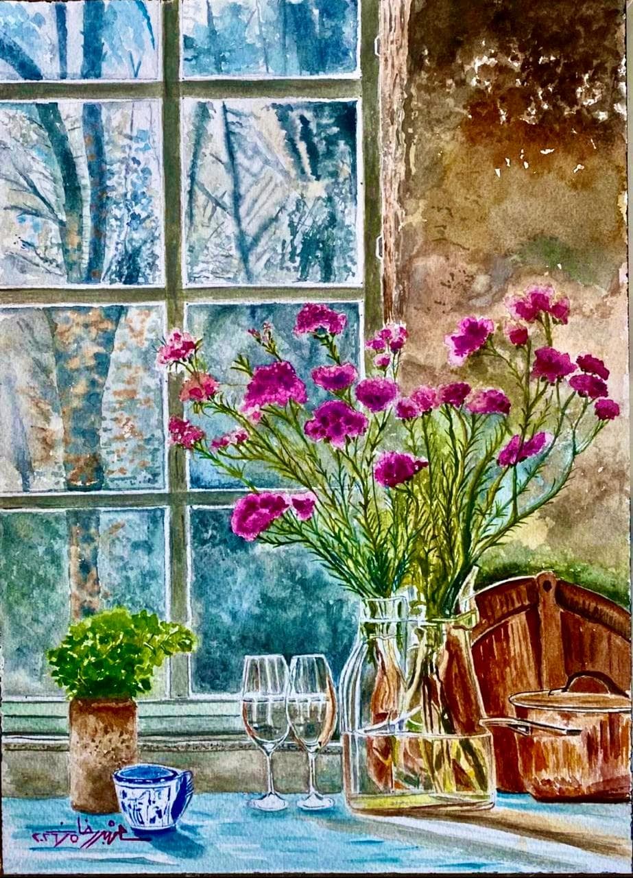 Carnations at the Kitchen Window